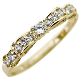ダイヤモンドリング 婚約指輪 リボン K18 ダイヤモンド エンゲージリング