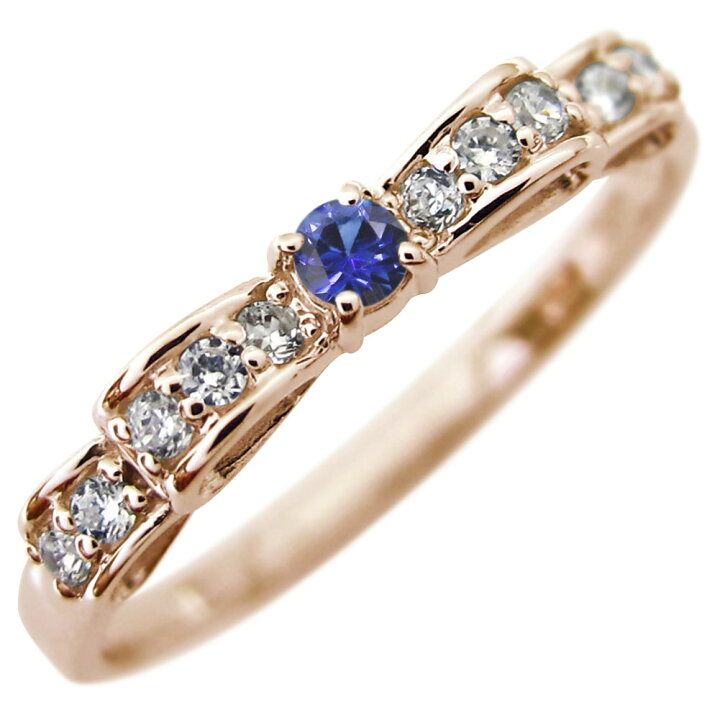 楽天市場】サファイア 指輪 リボン 18k K18 レディース リング 18金  