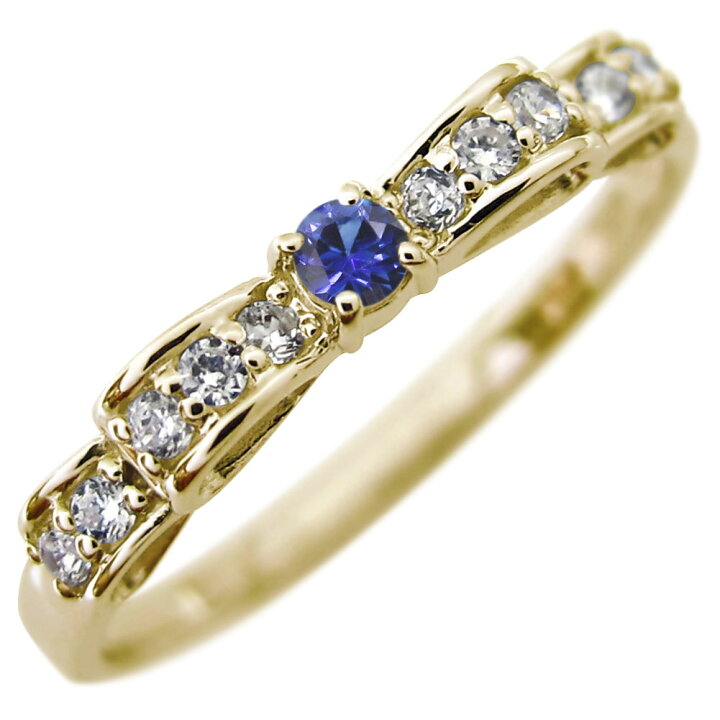 楽天市場】サファイア 指輪 リボン 18k K18 サファイア ピンキーリング  