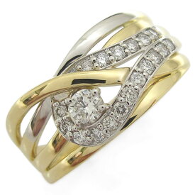 ダイヤモンド 婚約指輪 18金 プラチナ コンビリング エンゲージリング