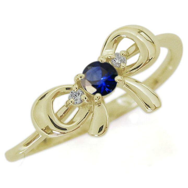 楽天市場】サファイア リボンリング 蝶結び K18 大人可愛い 婚約指輪  