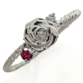 ルビー ピンキーリング 薔薇モチーフ 指輪 シルバーアクセサリー