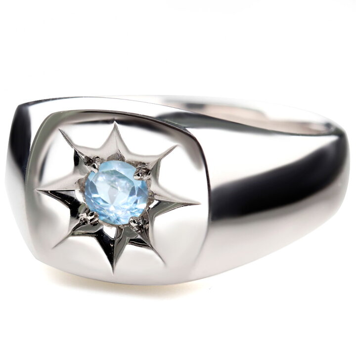 セイコージュエリーPt900 天然ブルートパーズリング 11月誕生石 