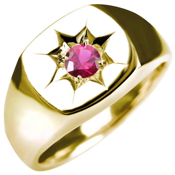 楽天市場】ルビー リング 18金 メンズ 7月誕生石 指輪 ゴールド ルビー  