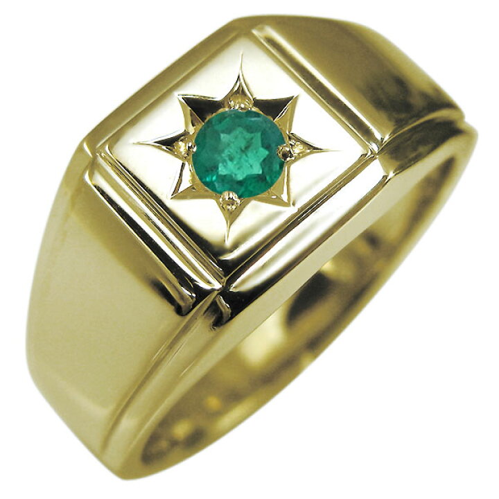 楽天市場】印台リング 地金 エメラルド メンズリング 18金 ゴールド  