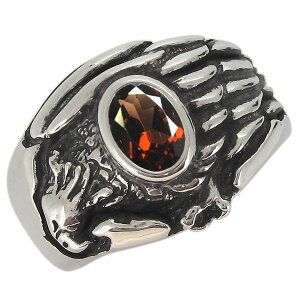 指輪 鷲 シルバー ガーネット 20代 30代 40代 ワシ イーグル メンズリング 父の日 2024