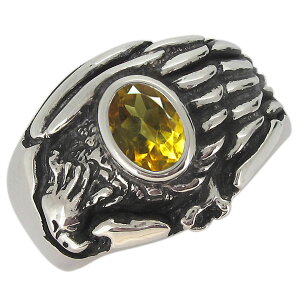 指輪 鷲 シルバー シトリン 20代 30代 40代 ワシ イーグル メンズリング 父の日 2024