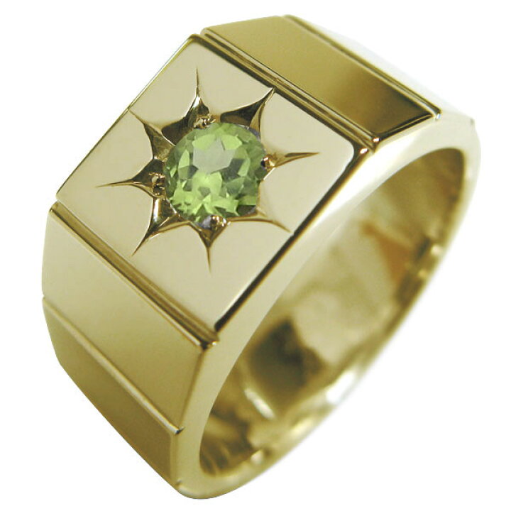 楽天市場】印台 リング 指輪 ペリドット 18金 ゴールド 18k k18 メンズ  