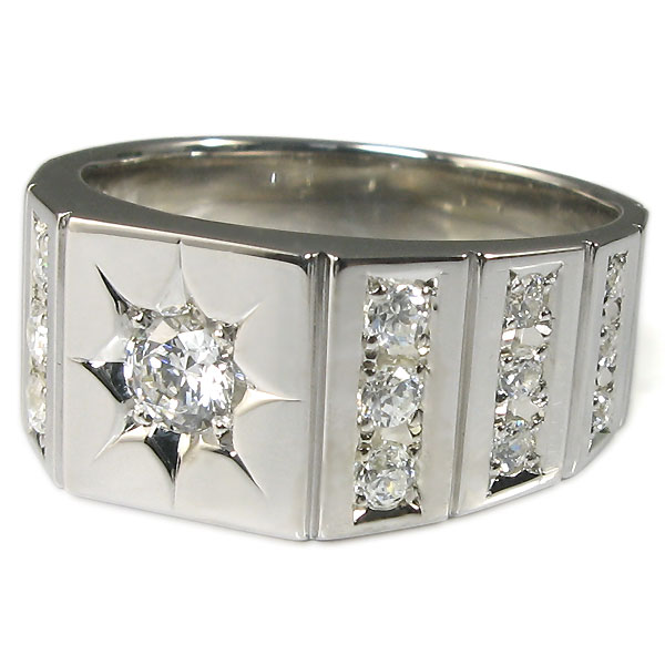 ダイヤモンド メンズリング 18金 地金 印台リング ダイヤ 指輪 男性 プレゼント 人気 | PLEJOUR-プレジュール-