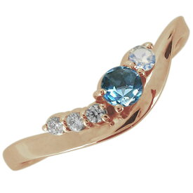 婚約指輪 シンプル 天然石 ブルートパーズ 11月 エンゲージリング 10金 上品