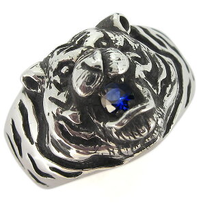 シルバーリング 指輪 メンズ 虎 タイガー サファイア メンズリング 父の日 2024