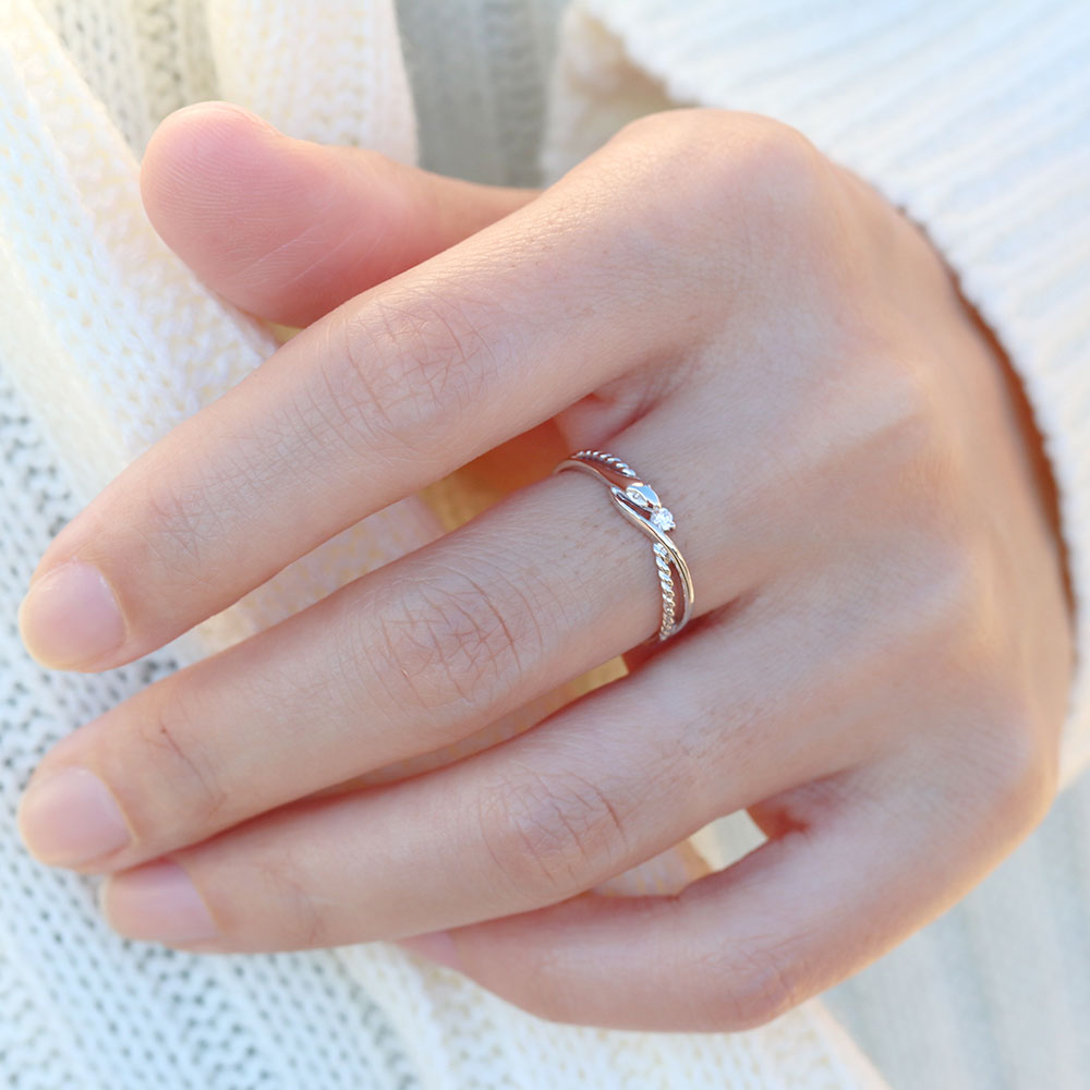 超歓迎 婚約指輪 シルバー リング ダイヤ ダイヤモンド 蛇 スネーク
