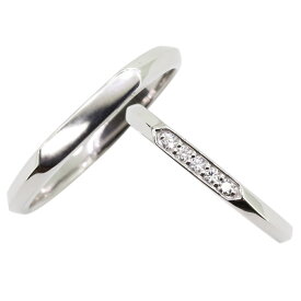 プラチナ 結婚指輪 マリッジリング シンプル 細身 ダイヤモンド 2本セット ペアリング おしゃれ