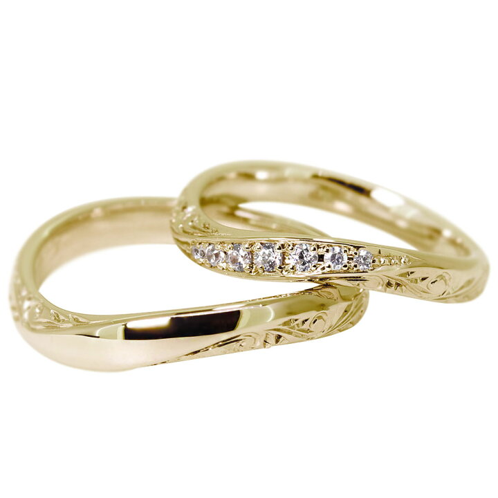楽天市場】ペアリング ゴールド 18k おしゃれ 指輪 ペア カップル 2個 