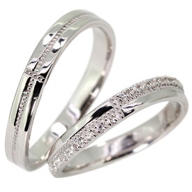 マリッジリング ペアリング 指輪 クロス 十字架 シルバー 結婚指輪 カップル 2個セット お揃い S字 ミルデザイン
