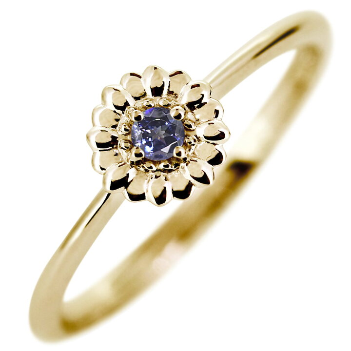 楽天市場】指輪 ひまわり リング 一粒 ベニトアイト 希少石 18k 