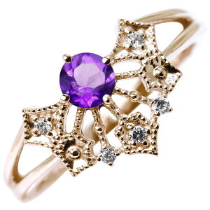 18金 ユニーク 女性 ロック アニマル コウモリアメジスト バットウィング 翼 指輪 ミル ミステリアス レディース k18 ヴァンパイア