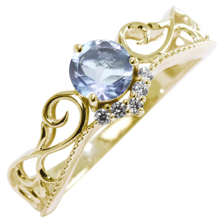 楽天市場】指輪 18金 アクアマリンリング 3月誕生石 ゴールド 18K 