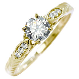 ダイヤモンド リング K18 Pt900 婚約指輪 鑑定書付き 0.5ct 高品質 リーフ模様 唐草 透かし 18金 プラチナ レディースリング プロポーズ 結婚 サプライズ プレゼント