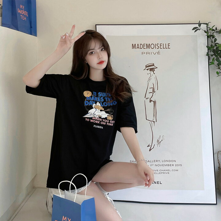 楽天市場 21 Off Tシャツ Tシャツ レディース メンズ 半袖 カジュアル 大きいサイズ 体型カバー オーバーサイズ シャツ 大きい 春 夏 韓国 ファッション プリント ゆったり かわいい シンプル ロゴt トップス プリントt ビッグt 古着風 バッグ通販 クロスチャーム