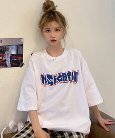 Tシャツ tシャツ レディース メンズ 半袖 カジュアル 大きいサイズ 体型カバー オーバーサイズ 大きい 春 夏 韓国 ファッション 中国 プリント ゆったり シンプル ロゴT トップス ビッグシルエット 韓国ファッション プレゼント