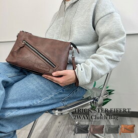 【39％offクーポン6H限定】TRICKSTER トリックスター クラッチバッグ ショルダーバッグ ミニバッグ ブランド メンズ フェイクレザー PU 小さめ ショルダーバッグ 口折れ ショルダーバック 斜めがけ バッグ 斜め掛け 軽い 2way おしゃれ カジュアル シンプル 黒