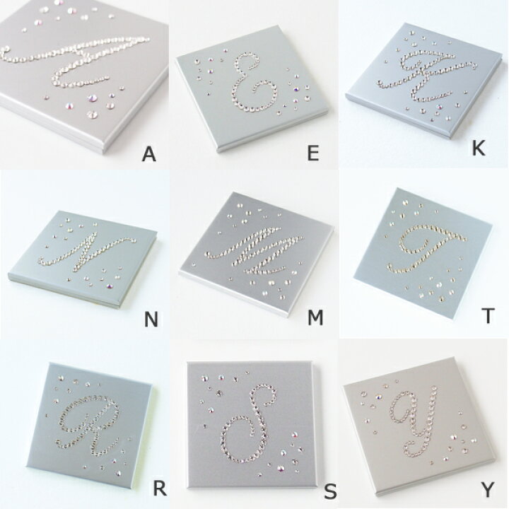 楽天市場】コンパクトミラー スワロフスキー イニシャルデコ キラキラ  