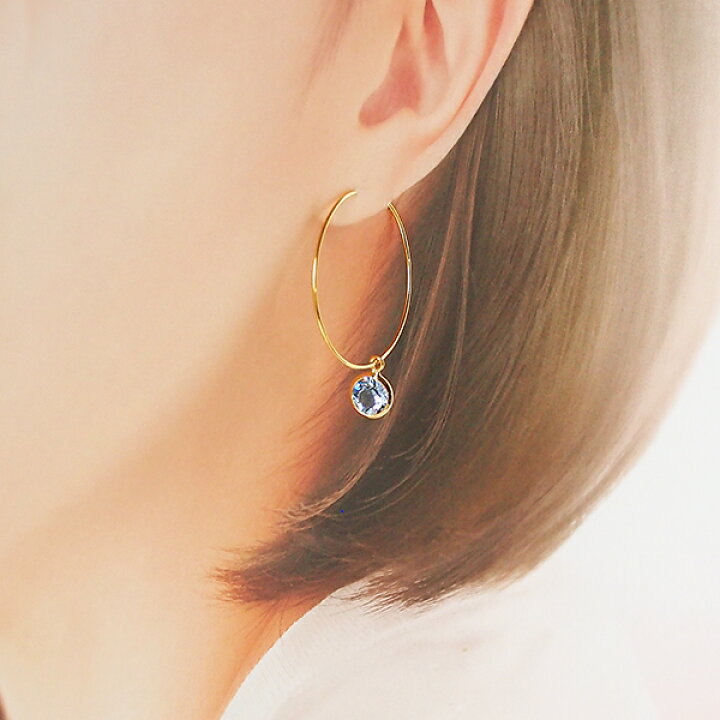 楽天市場】フープピアス 小さめ 25mm スワロフスキー シャネル 