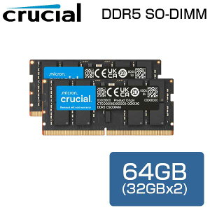 �y�������K�i�z �m�[�gPC�p ���݃����� 64BG (32GBx2��) DDR5 6400MT/s CL52 Crucial USODIMM Micron DRAM�̗p �N���b�N�h���C�o�[���� 262Pin �m�[�g�p�\�R������ PC5-51200 1.1Volt SDRAM �f���A���`�����l�� �������[