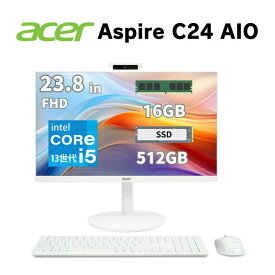 【最大82％OFF＆ポイント30.5倍】 Acer 23.8インチ モニター 一体型 デスクトップパソコン Aspire C24 AIO フルHD CPU 第13世代 intel Core i5 1334U メモリ 16GB SSD 512GB windows11 Home キーボード マウス 付属 有線 無線LAN Webカメラ 搭載 C24-1-F56YJARE/F