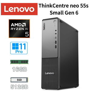 Lenovo �f�X�N�g�b�v�p�\�R�� ThinkCentre neo 55s Small Gen 6 AMD Ryzen AI 5 330 ������ 16GB SSD 512GB windows 11 pro �L��LAN DisplayPort HDMI ���� �}�E�X �L�[�{�[�h �t�� �V�i ���m�{ 13FLS01Y00 �y�@�l����/���Ԏw��/��