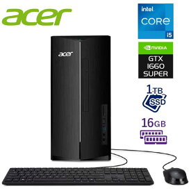 【ポイント最大28倍】 Acer ゲーミング デスクトップ PC Aspire TC 第13世代 Core i5 13400F メモリ 16GB SSD 1TB GeForce GTX 1660 SUPER Windows11 有線LAN 無線LAN HDMI DisplayPort DVI デスクトップパソコン エイサー TC-1780-A56Z/166S