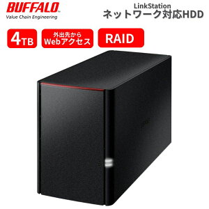 y|Cgő28{z BUFFALO NAS LinkStation LS220DN0402B 4TB 2TB×2 RAID@\ ϋv WD RED lƎ K̓ItBX SOHO lbg[NHDD DLNAΉ