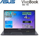 【エントリーでポイント5倍:最大33倍】 ASUS ノートパソコン Vivobook Go 15 15.6インチ フルHD Celeron N4500 メモリ 4GB eMMC 128GB WIndows11S Home 無線LAN WEBカメラ ノート PC エイスース 【メーカー認定整備済製品】