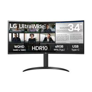【ポイント最大28倍】 LG 液晶ディスプレイ ディスプレイ 34型 モニター ウルトラワイドモニター 34型 UWQHD 3440x1440 VA 5ms USB-C 給電 高さ調整 縦回転 チルト VESA対応 HDMI DisplayPort 34WR55QK-B