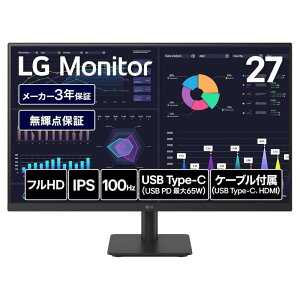 LG �t���f�B�X�v���C �f�B�X�v���C 27�^ ���j�^�[ ���C�h �t��HD 1920x1080 IPS 5ms USB-C HDMI �`���g VESA�Ή� 27MS530B-B�y��������s�z