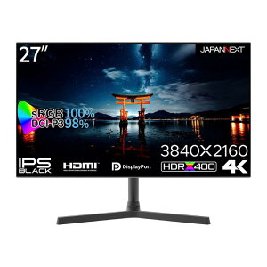 JAPANNEXT ���j�^�[ �t���f�B�X�v���C JN-27IPSB4FLUHDR 27�C���` 4K (3840x2160) IPS �p�l�� HDMI DisplayPort �p�x���� �f�B�X�v���C �V�i VESA�Ή� �u���[���C�g�J�b�g