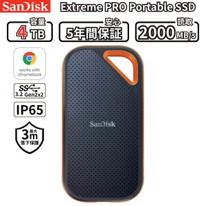 �|�[�^�u�� SanDisk Extreme PRO Portable SSD 4TB ����2000MB/s �ϏՌ� �h���h�o IP65 USB3.2 Gen2x2 �O�t��SSD ����ҏW RAW�ۑ� �v������ SDSSDE81-4T00-J25