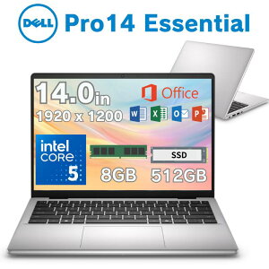 Dell 14�^ �m�[�g�p�\�R�� Dell Pro 14 essential CPU intel Ore 5 120U ������ 8GB SSD 512GB Microsoft Office Home & Business 2024 �t�� ��� �����^�� �f�� �m�[�gPC �V�i NBLA152-001H1