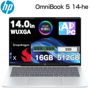 �yAI���� Copilot+ PC �y�� 1.29kg�z HP �m�[�g�p�\�R�� OmniBook 5 14-he 14.0 2K WUXGA 1920×1200 OLED �L�@EL Snapdragon X X1-26-100 45TOPS ������ 16GB SSD 512GB Windows11 ����LAN IR WEB�J���� ��F�� �m�[�gPC �V�i