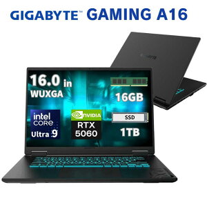 GIGABYTE �Q�[�~���O �m�[�g�p�\�R�� GAMING A16 16.0�C���` WUXGA 165Hz �C���e�� Core Ultra 9 185 ������ 16GB DDR5 SSD 1TB NVIDIA GeForce RTX 5060 Windows 11 Pro �L�� ����LAN WEB�J���� �m�[�g PC �M�K�o�C�g �V�i EVHS3JP89