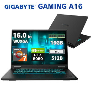 �y�|�C���g�ő�28�{�z GIGABYTE 16�C���` �Q�[�~���O�m�[�g�p�\�R�� GAMING A16 AMD Ryzen 7 260 ������ 16GB SSD 512GB NVIDIA Geforce RTX 5050 Windows 11 Home ���掿 WUXGA 165Hz ��p�@�\ �M�K�o�C�g �m�[�g�p�\�R�� �V
