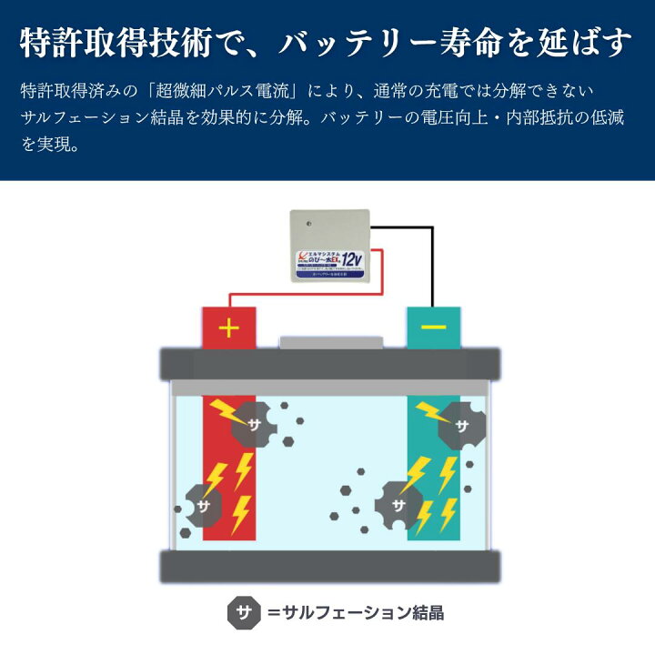 楽天市場】バッテリー 寿命 延命 エルマシステム サルフェーション 