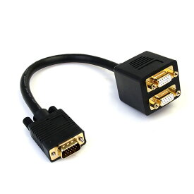 StarTech.com 30cm VGAスプリッタ/分配ケーブル 1x VGA(高密度D-Sub15ピン) オス-2x VGA(高密度D-Sub15ピン) メス 分配器 ブラック VGASPL1VV