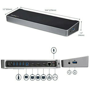 y|Cgő47{&I100obNz StarTech.com USB 3.0ڑhbLOXe[V Mac/WindowsΉ j^[3ڑΉ 2x DisplayPort/1x HDMI 5x USB 3.0|[g USB3DOCKH2DP