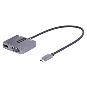 StarTech.com �}���`�|�[�g�A�_�v�^�[/USB Type-C�ڑ�/�V���O�����j�^�[/4K60Hz HDMI&VGA/100W USB PD/3.5mm�I�[�f�B�I�o�� 122-USBC-HDMI-4K-VGA