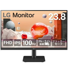 LG 23.8型 液晶 モニター IPS 高画質 フルHD ( 1920 × 1080) 非光沢 ノングレア 100Hz HDMI 対応 ブルーライト カット フリッカーフリー HDCP 色覚調整 チルト VESA対応 ゲーミング オフィス テレワーク 新品 24MS500-B