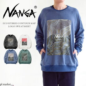 NANGA ナンガ ECO HYBRID CONTOUR MAP LOGO SWEATSHIRT/エコ ハイブリッド コントアー マップ スウェットシャツ トレーナー メンズ レディース 男女兼用 裏毛 プリント ラグランスリーブ ポケット付き 刺繍 ロゴ刺繍 シンプル ストリート 2022SS新作 N1NQ