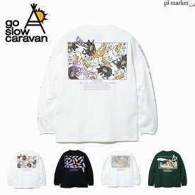 【2023秋冬新作】go slow caravan ゴースローキャラバン USA/C スクエアLOGOバックプリント ロングスリーブTEE ロンT 長袖 プリントT 袖ラインプリント USAコットン メンズ レディース トップス Tシャツ カジュアル アメカジ ミリタリー キャンプ 311902