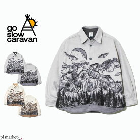 【10%OFF/2023秋冬新作】ゴースローキャラバン go slow caravan ジャケット マイクロフリースパネルプリントスナップJK メンズ レディース ユニセックス 春 秋 冬 ポリエステル グレー モカ M-XL 310218